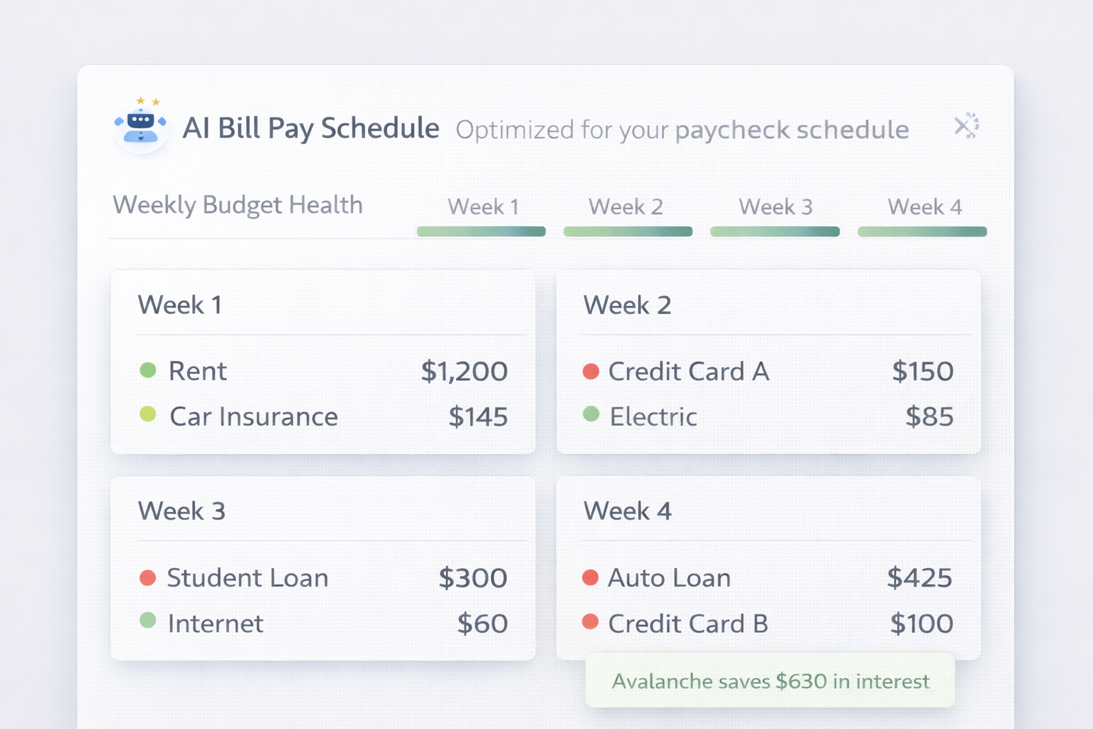 AI-Powered Bill Pay Schedule