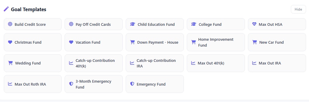 Multiple Financial Goal Types
